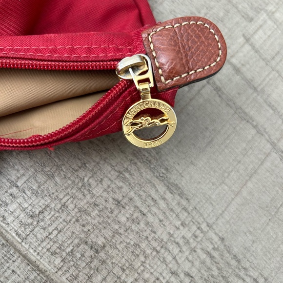 Longchamp Le Pliage Small Satchel Bag – Red/Leather Trim - Picture 3 of 8